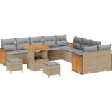  Set vrtne sofe od 13 dijelova s jastučićima Bež Poly Ratan Akacije | shoptok.hr