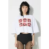Fiorucci Pamučna majica Mouth Print Cropped Padded T-Shirt za žene, boja: bijela, U01FPTSH106CJ01WH01