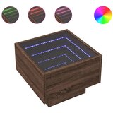 Maison Chic Nočna mizica - Nočna omarica - Nočna miza z neskončnimi LED rjavi hrast 40x40x30 cm, (21689070) | Shoptok.si