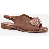 S. BARSKI Womens Sandals With Bow On Flat Heel Beige S.Barski | Shoptok.si