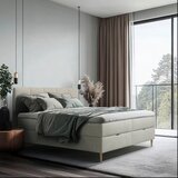 MID.YOU POSTELJA Z VZMETNICO 140 cm x 200 cm , les, tekstil, leseni material bež | Shoptok.si