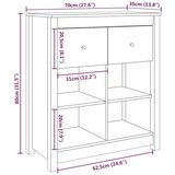  Komoda sivi 70 x 35 x 80 cm od masivne borovine | shoptok.hr