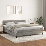  Box spring postelja z vzmetnico svetlo siva 160x200 cm žamet, (20790972) | Shoptok.si