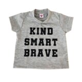 Divars Majica za dečake sa štampom Kind smart brave, Siva Cene