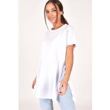 armonika Women's White Ruffled Sleeves And Sides Oversize T-shirt cene