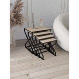 Hanah home Ela set od 4 umetnuta stočića, crni ram, MDF ploče u dekoru travertina | Eponuda.com