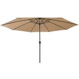 vidaXL Vrtni suncobran LED s metalnim stupom 400 cm smeđe-sivi Cijene