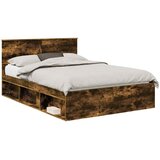  Krevetna konstrukcija s uzglavljem Dimljeni hrast 140 x 190 cm | shoptok.hr