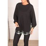 armonika Women's Mint Back Plaid Pattern Sweatshirt