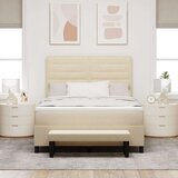 Box Spring Bed z vzmetnico in klopjo krem 140x190 cm Tkanina, (22080982) | Shoptok.si