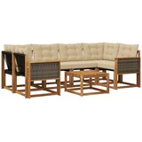 vidaXL Zunanja garnitura za sedenje z blazino 7 pcs Naravna in bež, (5000272741) | Shoptok.si