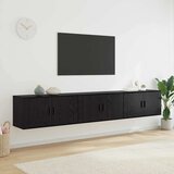 vidaXL Set stenskih televizijskih kabinetov 3 pcs Črna Orehovina | Shoptok.si