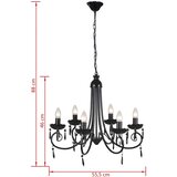 Elegantni Viseći Luster Crni za 6 Žarulja | shoptok.hr
