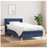 vidaXL Box spring postelja z vzmetnico modra 90x190 cm blago Cene