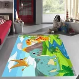 Za decu na gumenoj podlozi 120x180cm - Dinosaurusi i vulkan I, TG-059