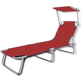 Maison Chic Zložljiv Ležalnik - Sončna ležalnik s streho jeklo in blago rdeč, (22043419) | Shoptok.si