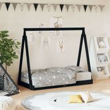  Otroški posteljni okvir črn 70x140 cm trdna borovina, (20916859) | Shoptok.si