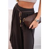 Kesi Włoski Women's viscose trousers with leg slit brown | Shoptok.si