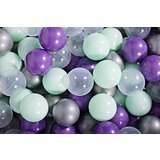 MeowBaby Set plastičnih žogic, 7 cm, 50 kos: Purple/Mint/Silver/Transparent, (21333632) Cene
