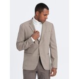 Ombre Men's elegant jacket with decorative buttons on cuffs - beige Cijene