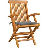 Maison Chic Vrtni stoli - Stol za vrt s sivimi blazinami 2 kosa trdna tikovina JS2008, (21876821) | Shoptok.si