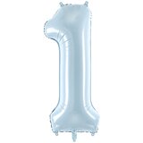PARTY DECO balon iz folije številka ''1'', 72cm, svetlo moder | Shoptok.si