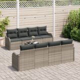 vidaXL 9-dijelni vrtni sofa set s jastučićima siva poli ratan, 2-sjedalni vrtni sofa s jastučićima siva poli ratan | shoptok.hr