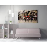 Wallxpert slika na platnu WY407, gradska ulica sa ljudima i crvenim suncobranima, apstraktno, 70 x 100 cm u