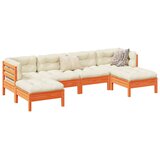  6-dijelni set vrtnih sofa s jastucima voštano smeđi od borovine | shoptok.hr