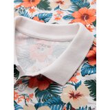Ombre Cotton polo shirt with floral print - white | Shoptok.si