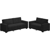  Dvodijelni set sofa s jastucima, crni baršun Crna | Shoptok.si