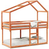 Krevet na kat s krovom voštano smeđi 90x190 cm masivna borovina | shoptok.hr