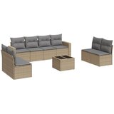 vidaXL Vrtna garnitura 9-delna z blazinami bež poli ratan, (21034212) | Shoptok.si