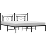 Maison Chic Kovinski Posteljni okvir - Dvoposteljna postelja - Zakonska postelja z vzglavjem črn 180x200 cm, (21693129) Cene