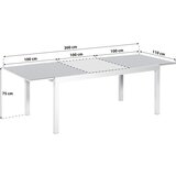 Gardenson Raztegljiva Vrtna Miza Ambia, Steklo, Aluminij, 200-300x110 | Shoptok.si