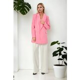 Dewberry 26139 Womens Large Size Woven Blazer Jacket-PINK | shoptok.hr