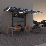 vidaXL avtomatska tenda LED + senzor 600x350 cm modra in bela Cene