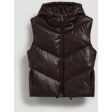 Marisse Brown Quilted Hooded Vest | ePonuda.com