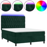 Krevet box spring s madracem LED tamnozeleni 140x200 cm baršun | Eponuda.com