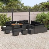  Sjedeća garnitura za vrt s jastukom 14 pcs Crna Poli ratan | shoptok.hr