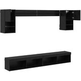 TV stenske enote z LED 6 pcs Črna Orehovina Konstruiran les, (5000132792) | Shoptok.si
