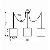 Lesnina XXXL VISEČA NIHALNA SVETILKA Candida 100/100/150 cm E27 | Shoptok.si