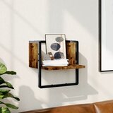 vidaXL Stenska polica s prečko dimljen hrast 30x25x30 cm Cene