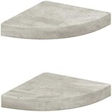  Kutne zidne police 2 kom siva boja betona 25 x 25 x 3,8 cm MDF | shoptok.hr