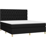  Box spring postelja z vzmetnico LED črna 160x200 cm blago, (20790375) | Shoptok.si