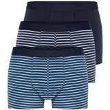 Trendyol 3-Piece Navy Blue Striped-Plain Mix Cotton Boxers