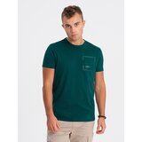 Ombre Men's cotton t-shirt with pocket - marine Cene