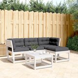 Maison Chic Seti vrtnega pohištva - Vrtna garnitura - Vrtni pohištvo set 4-delna z blazinami bela trdna borovina, (21810105) | Shoptok.si