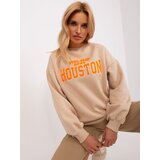 Fashion Hunters Beige hooded sweatshirt with long sleeves | shoptok.hr