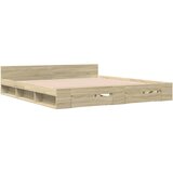 vidaXL posteljni okvir s predali sonoma hrast 180x200cm inženirski les, (21215873) | Shoptok.si